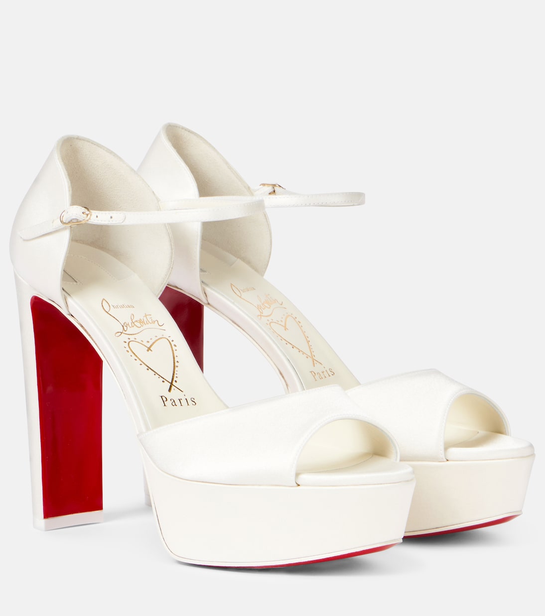 Sandales de mariée Sandaloo 130 à plateforme en crêpe de satin | Christian Louboutin