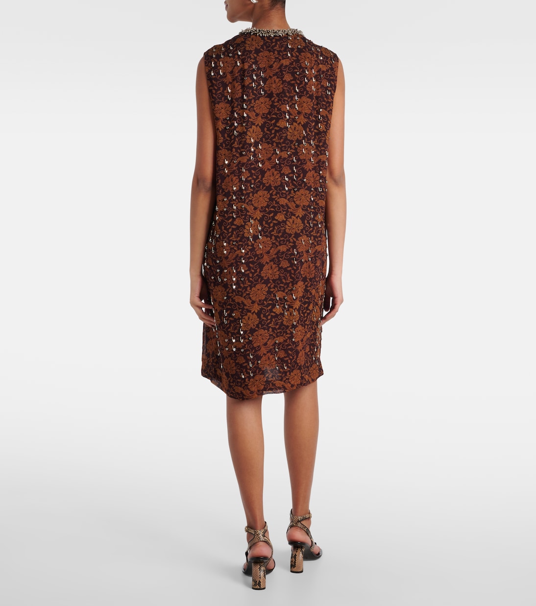 Verziertes Midikleid aus Georgette | Dries Van Noten