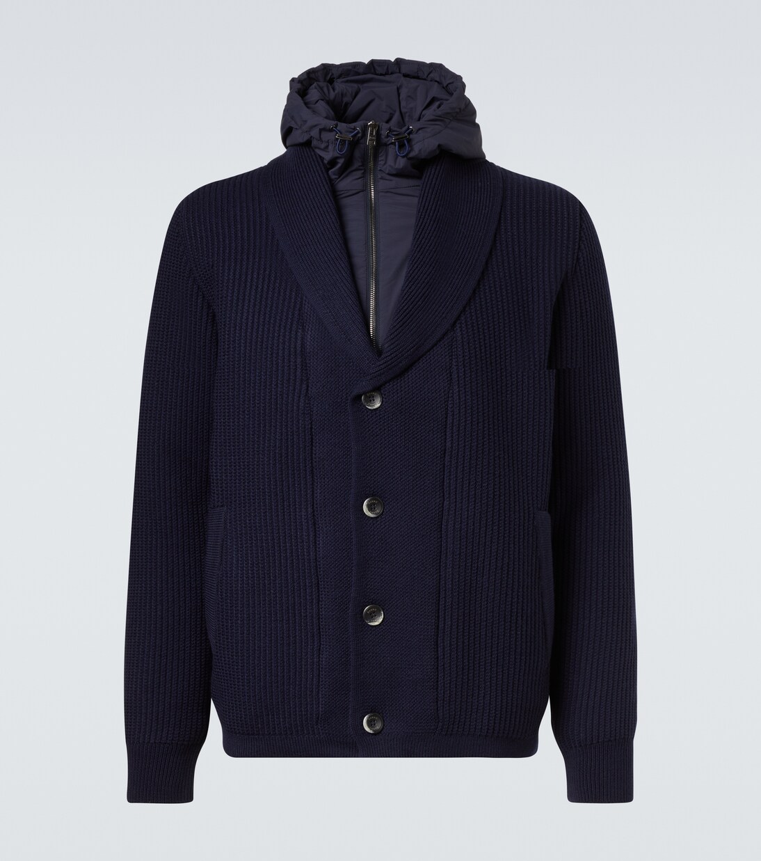 Layered wool and technical cardigan | Herno