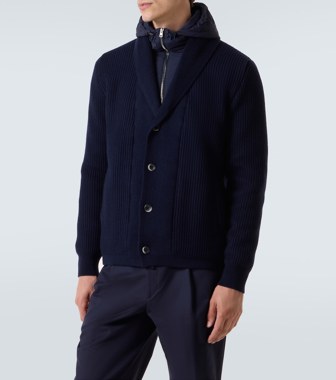 Layered wool and technical cardigan | Herno