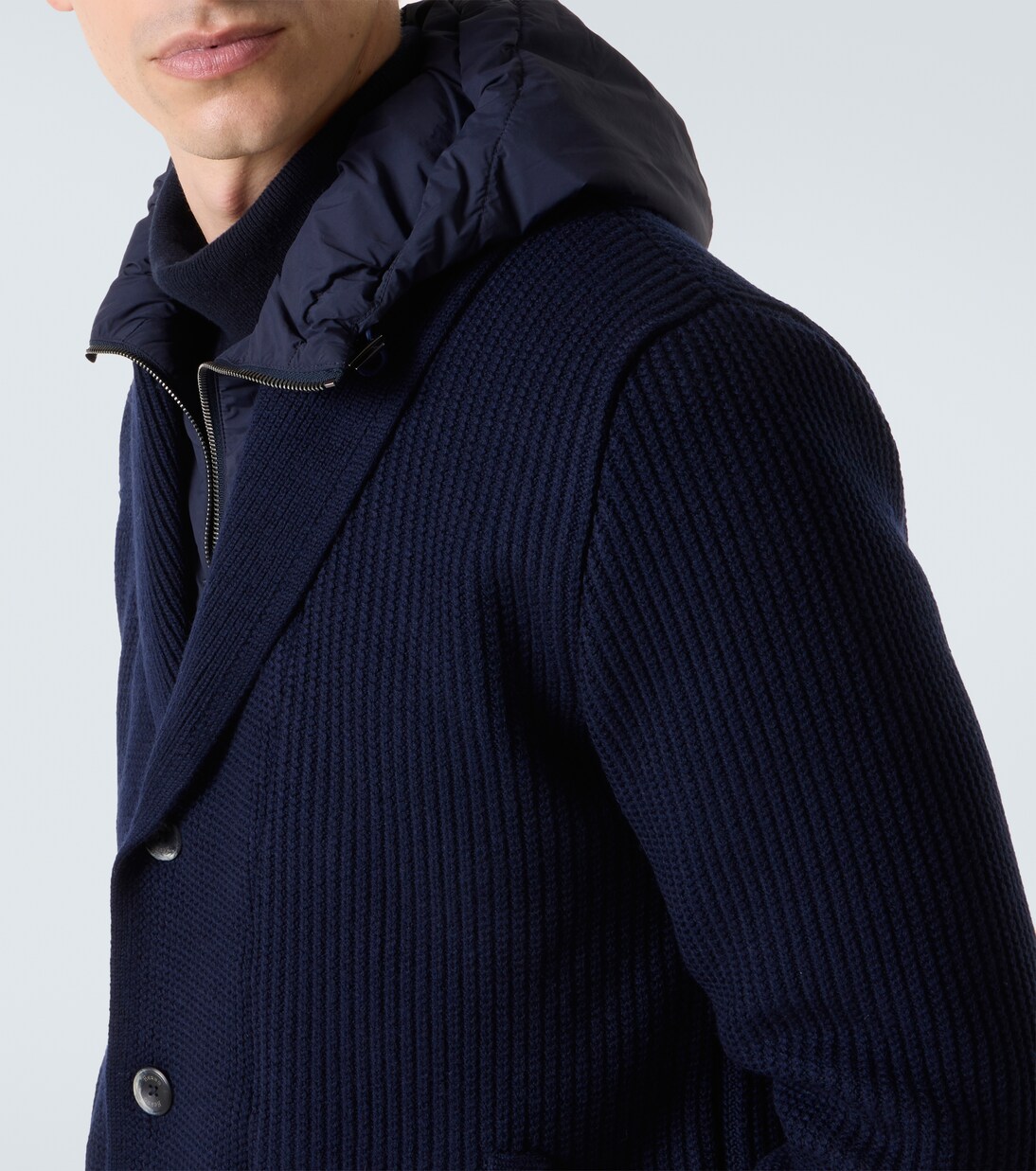 Layered wool and technical cardigan | Herno
