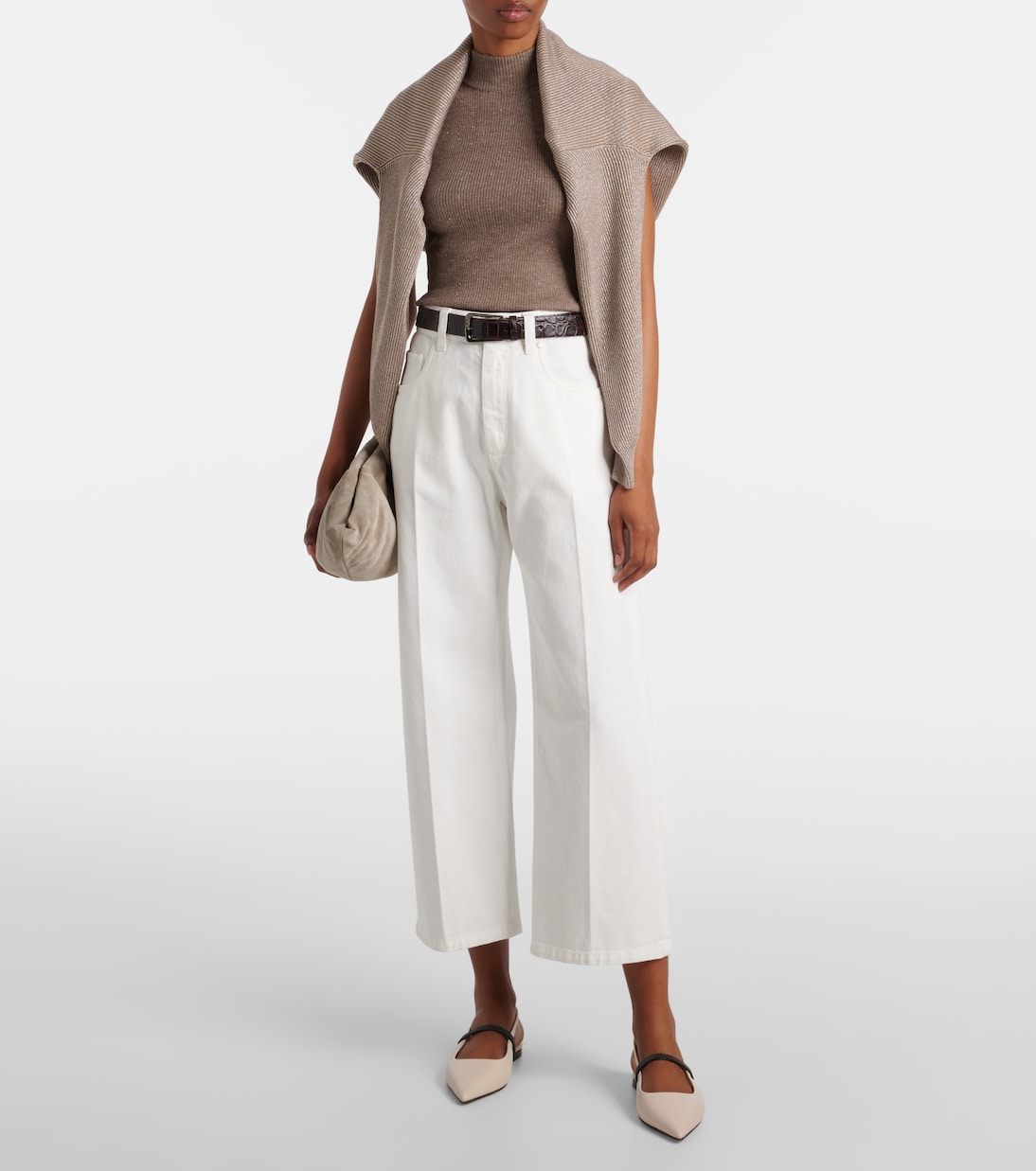Ribbed-knit turtleneck top | Brunello Cucinelli