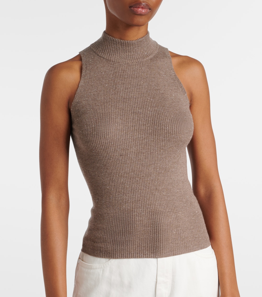 Ribbed-knit turtleneck top | Brunello Cucinelli