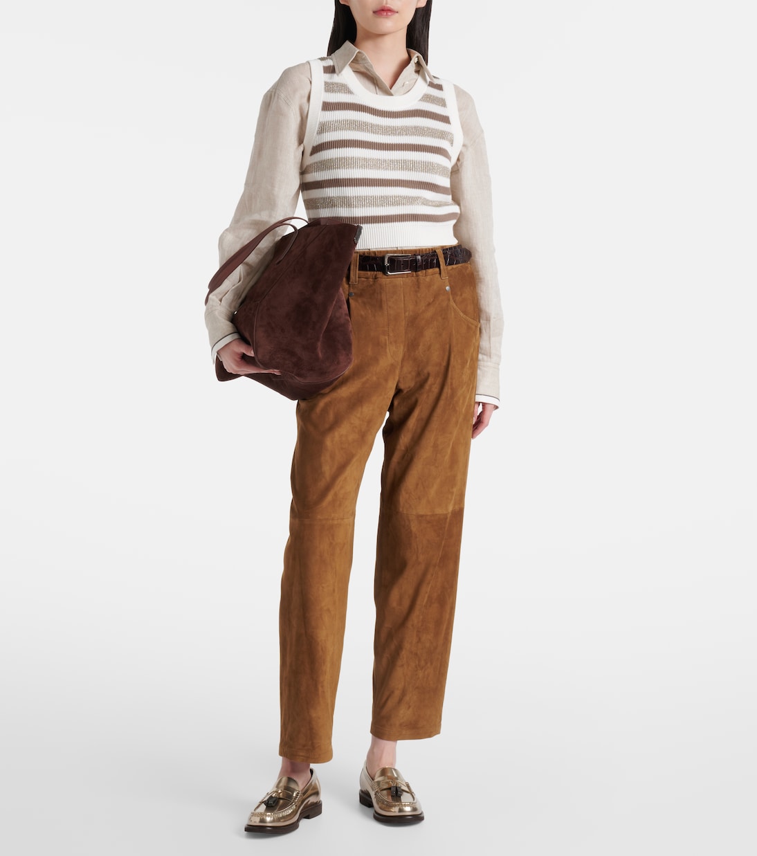 Pantalon droit en daim | Brunello Cucinelli