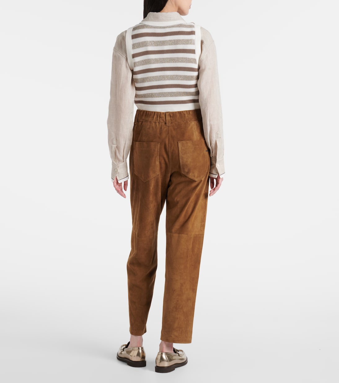 Pantalon droit en daim | Brunello Cucinelli