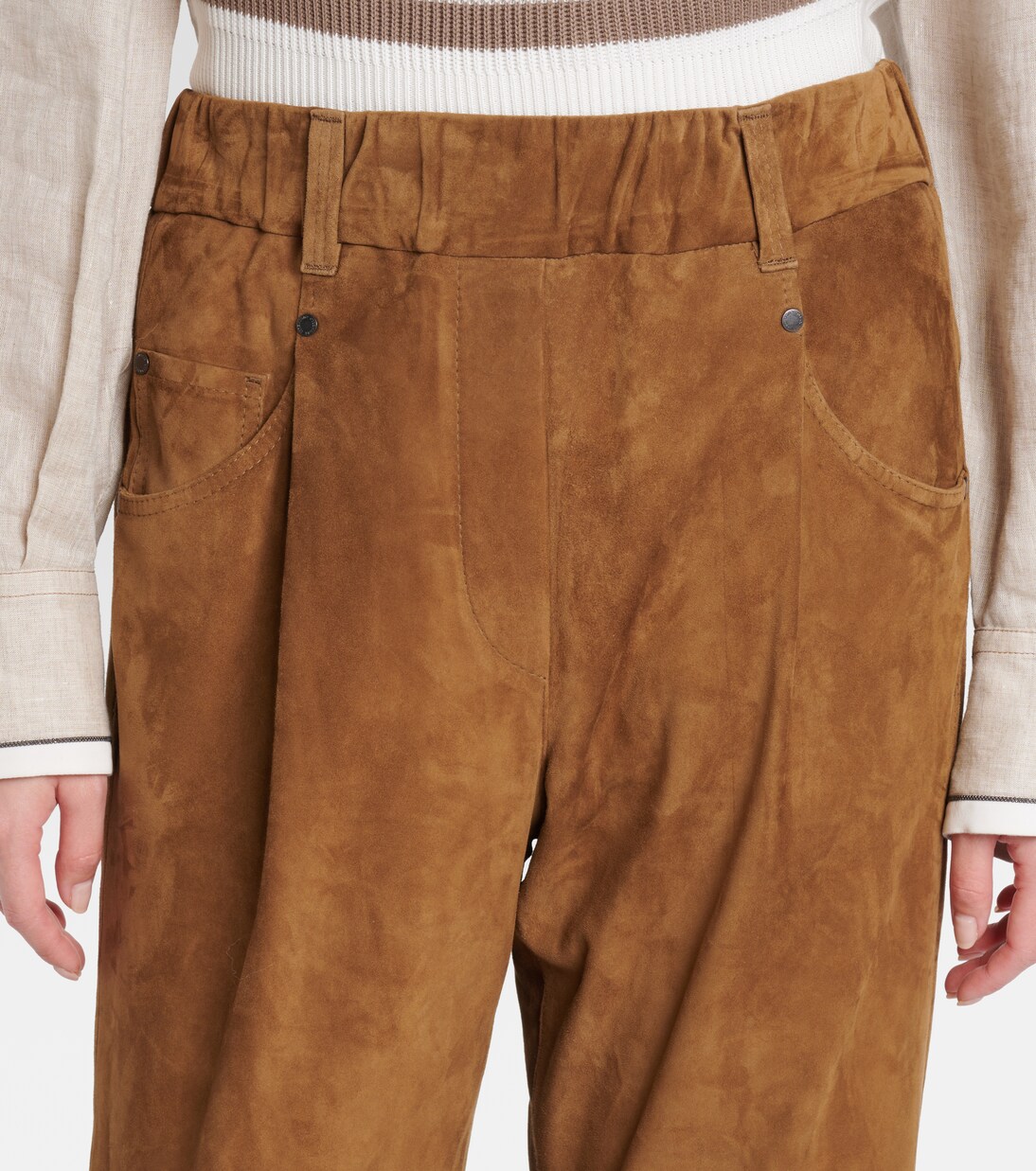 Pantalon droit en daim | Brunello Cucinelli
