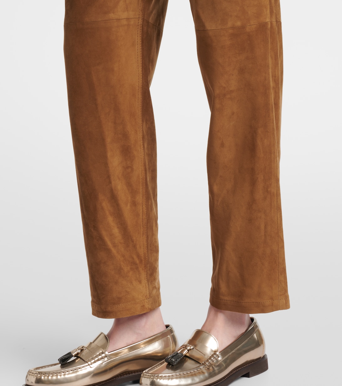 Pantalon droit en daim | Brunello Cucinelli