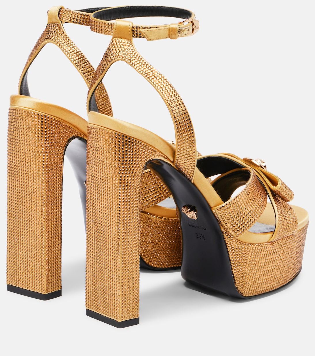 Plateausandalen Gianni Ribbon 140 mit Kristallen | Versace