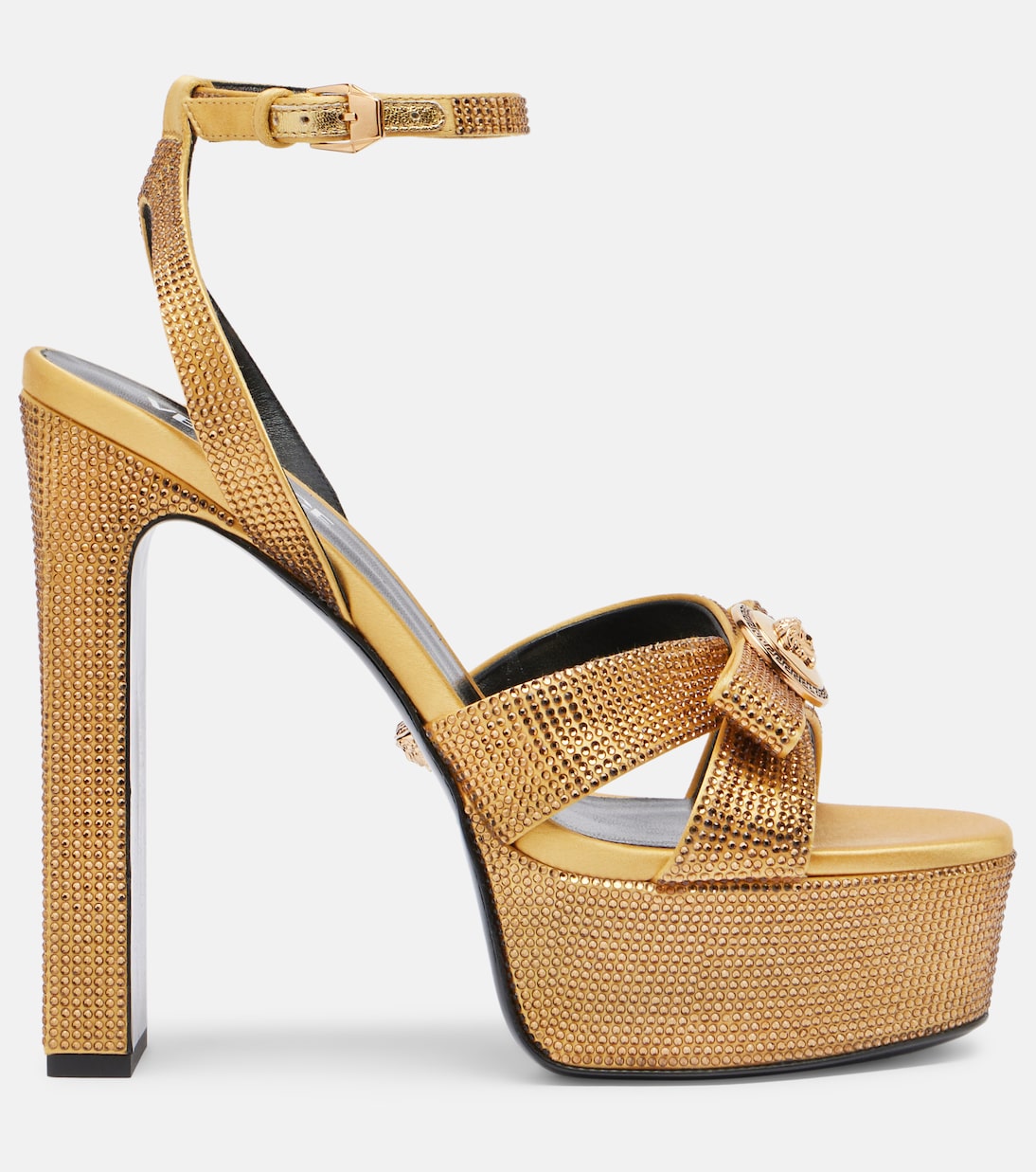 Plateausandalen Gianni Ribbon 140 mit Kristallen | Versace