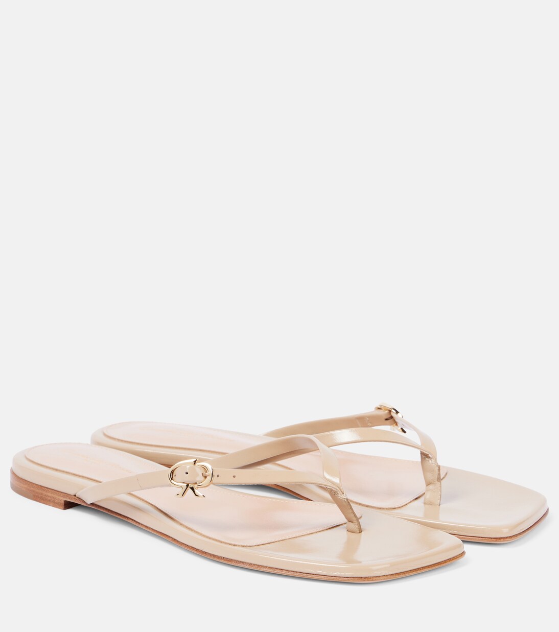 Ribbon patent leather thong sandals | Gianvito Rossi