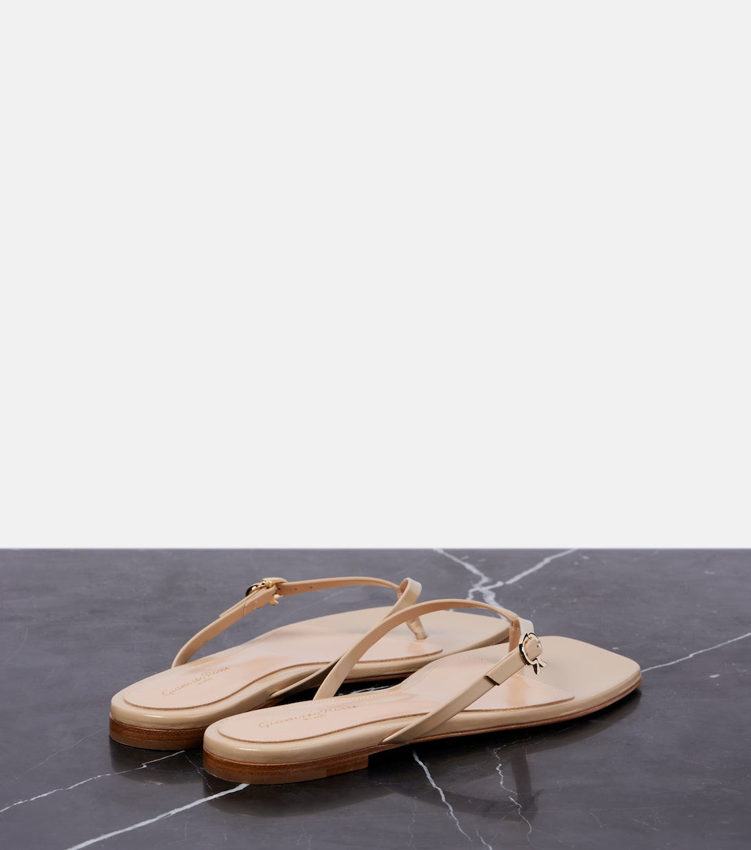 Ribbon patent leather thong sandals | Gianvito Rossi