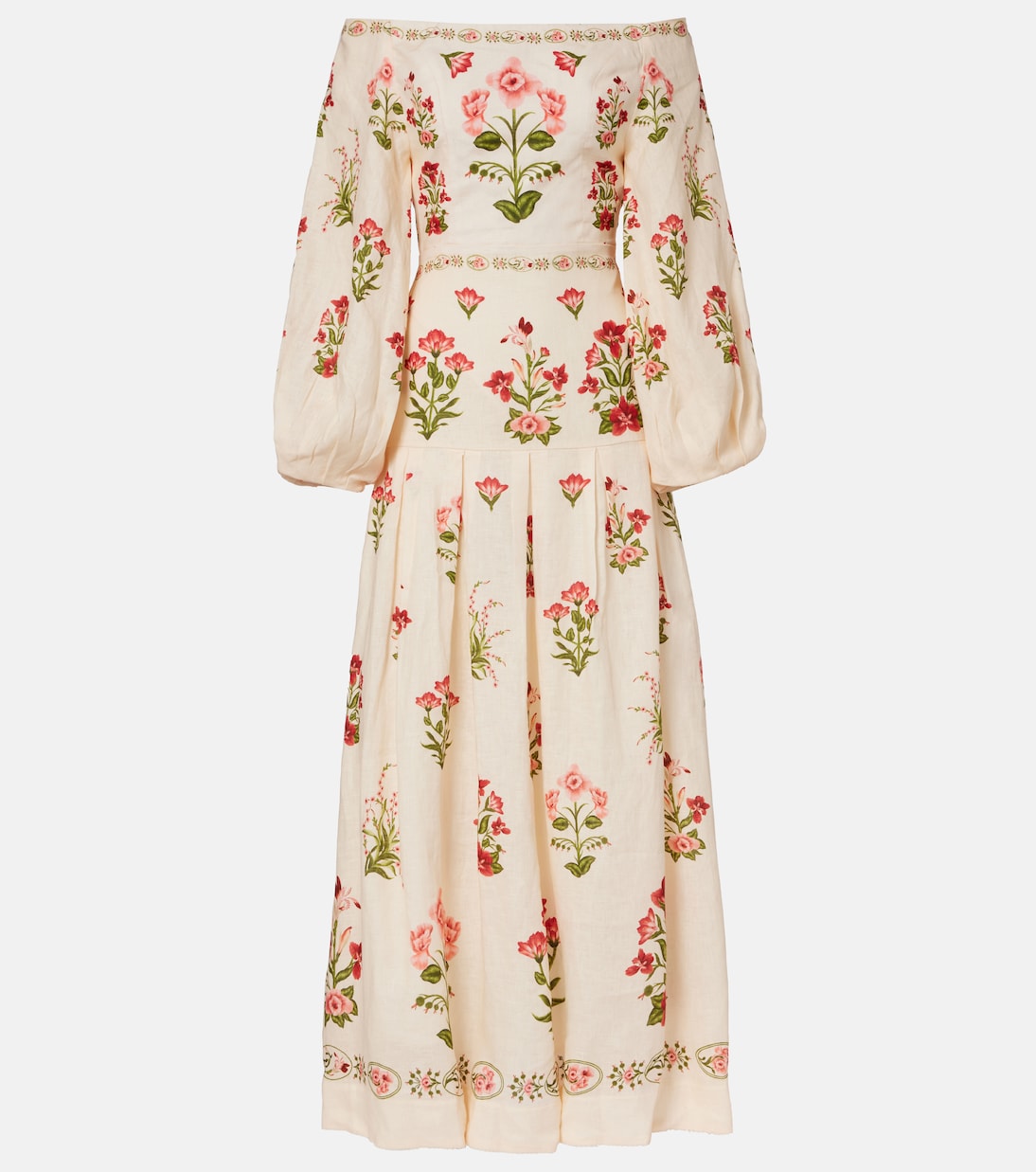 Senlis Canna off-shoulder linen maxi dress | Agua by Agua Bendita