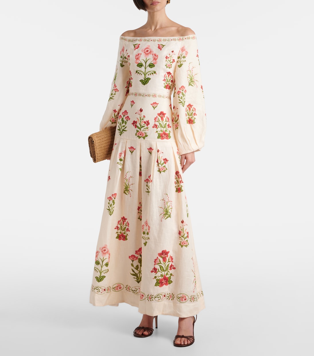 Senlis Canna off-shoulder linen maxi dress | Agua by Agua Bendita