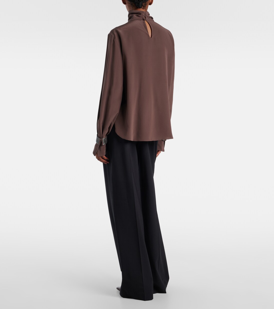 Monili turtleneck silk blouse | Brunello Cucinelli