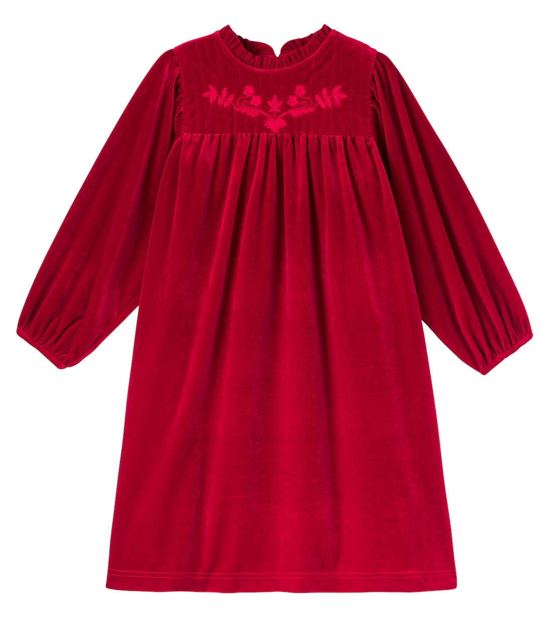 Domitilla embroidered ruffled velvet dress | C'era Una Volta