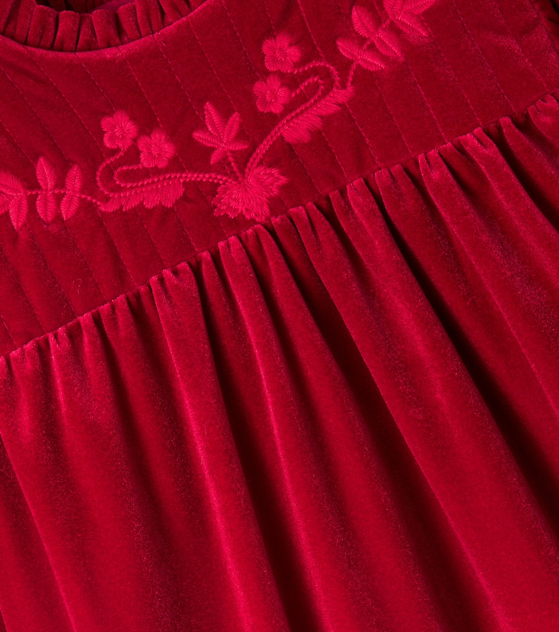 Domitilla embroidered ruffled velvet dress | C'era Una Volta