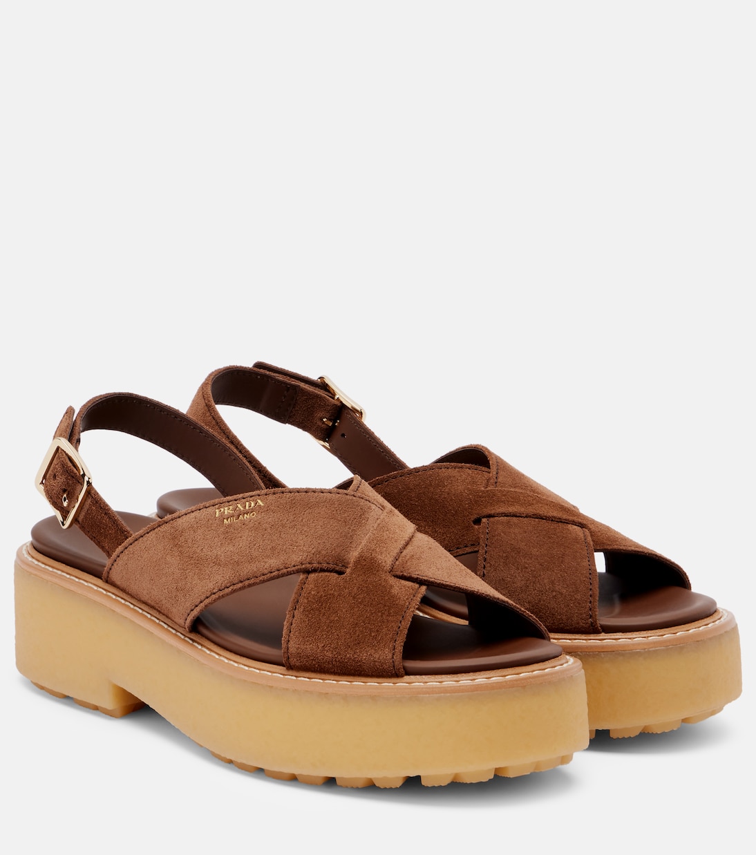 Suede platform sandals | Prada