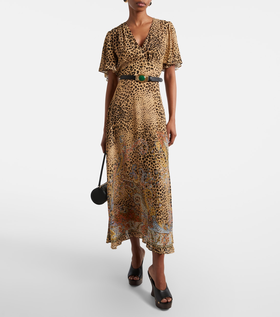 Paisley leopard-print midi dress | Etro