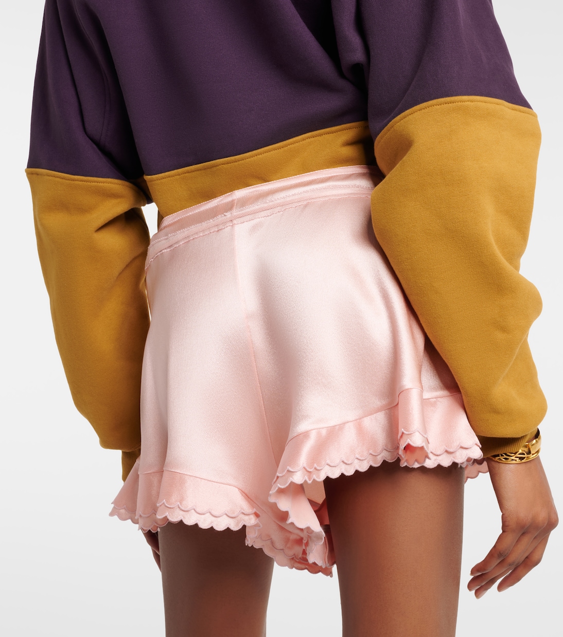 Scalloped silk satin shorts | Saint Laurent