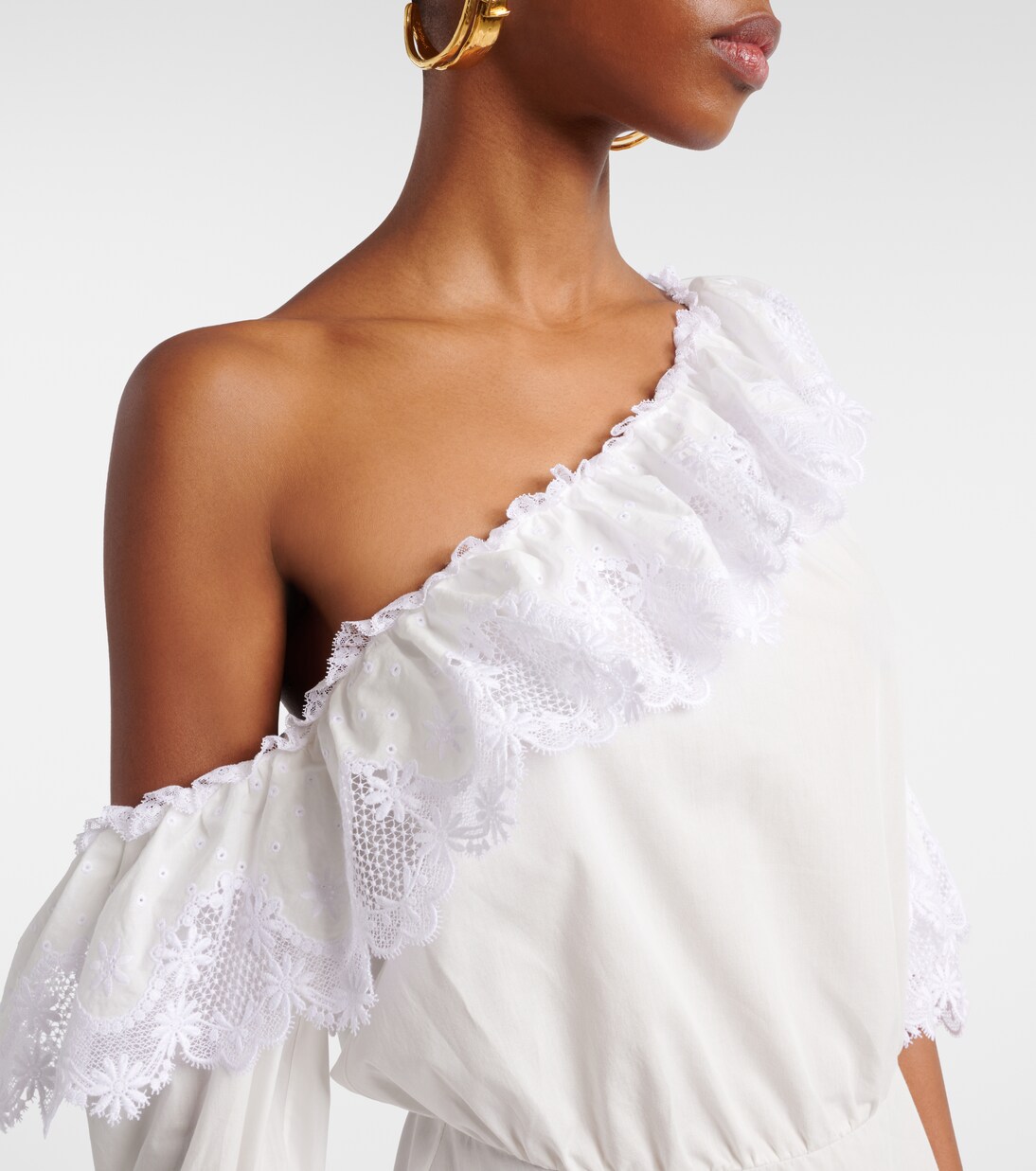 Embroidered ruffled cotton poplin minidress | Saint Laurent