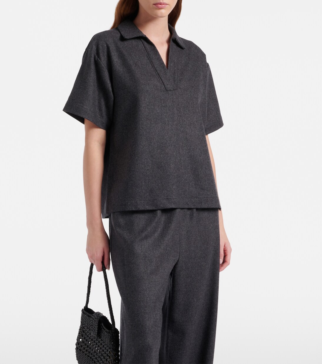 Modena wool and cashmere flannel polo shirt | Asceno