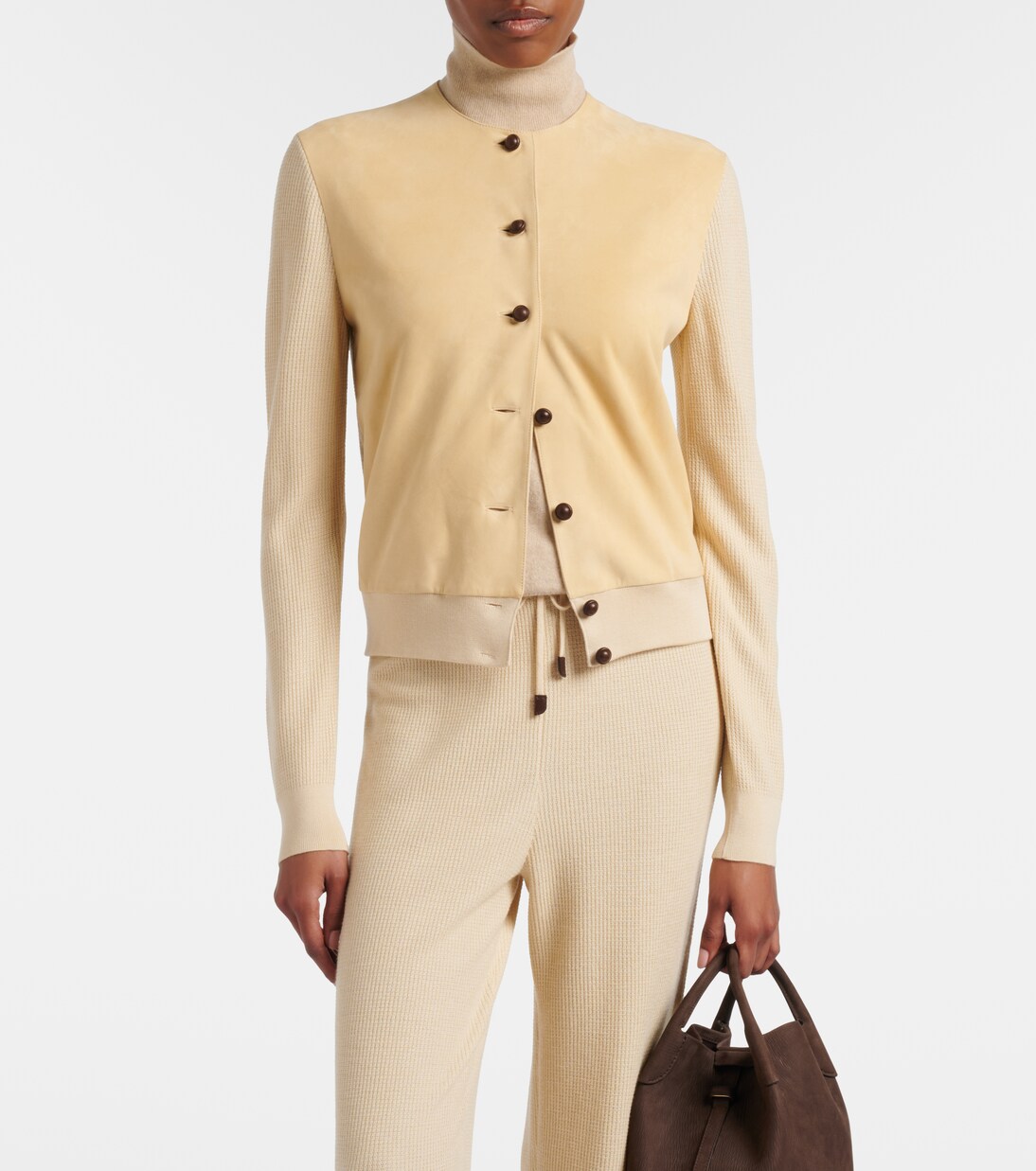 Acacia suede-trimmed cashmere and silk cardigan | Loro Piana