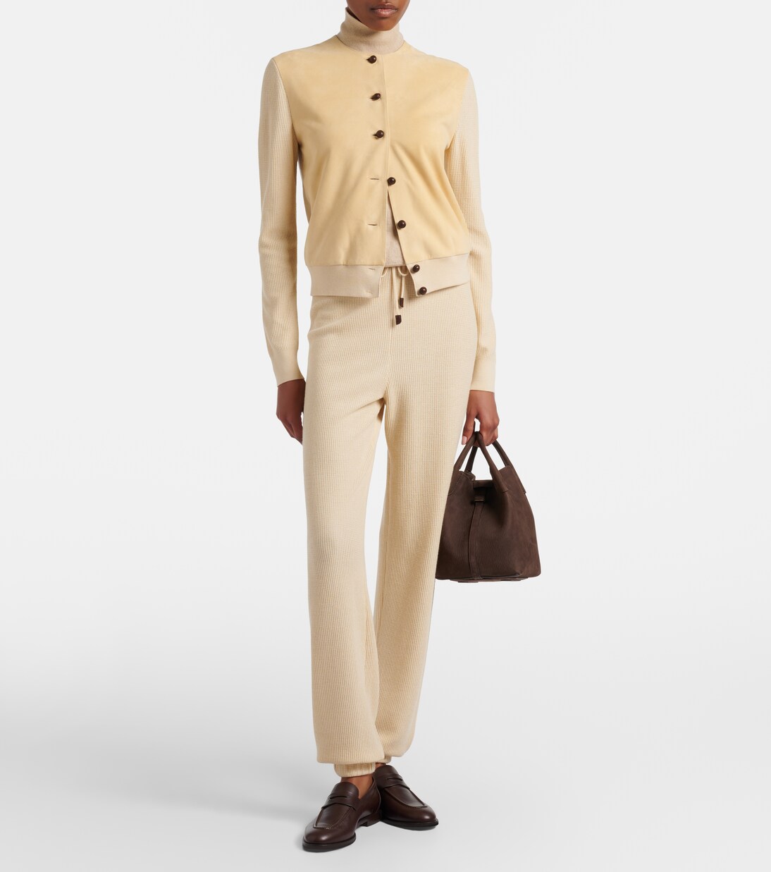 Acacia suede-trimmed cashmere and silk cardigan | Loro Piana