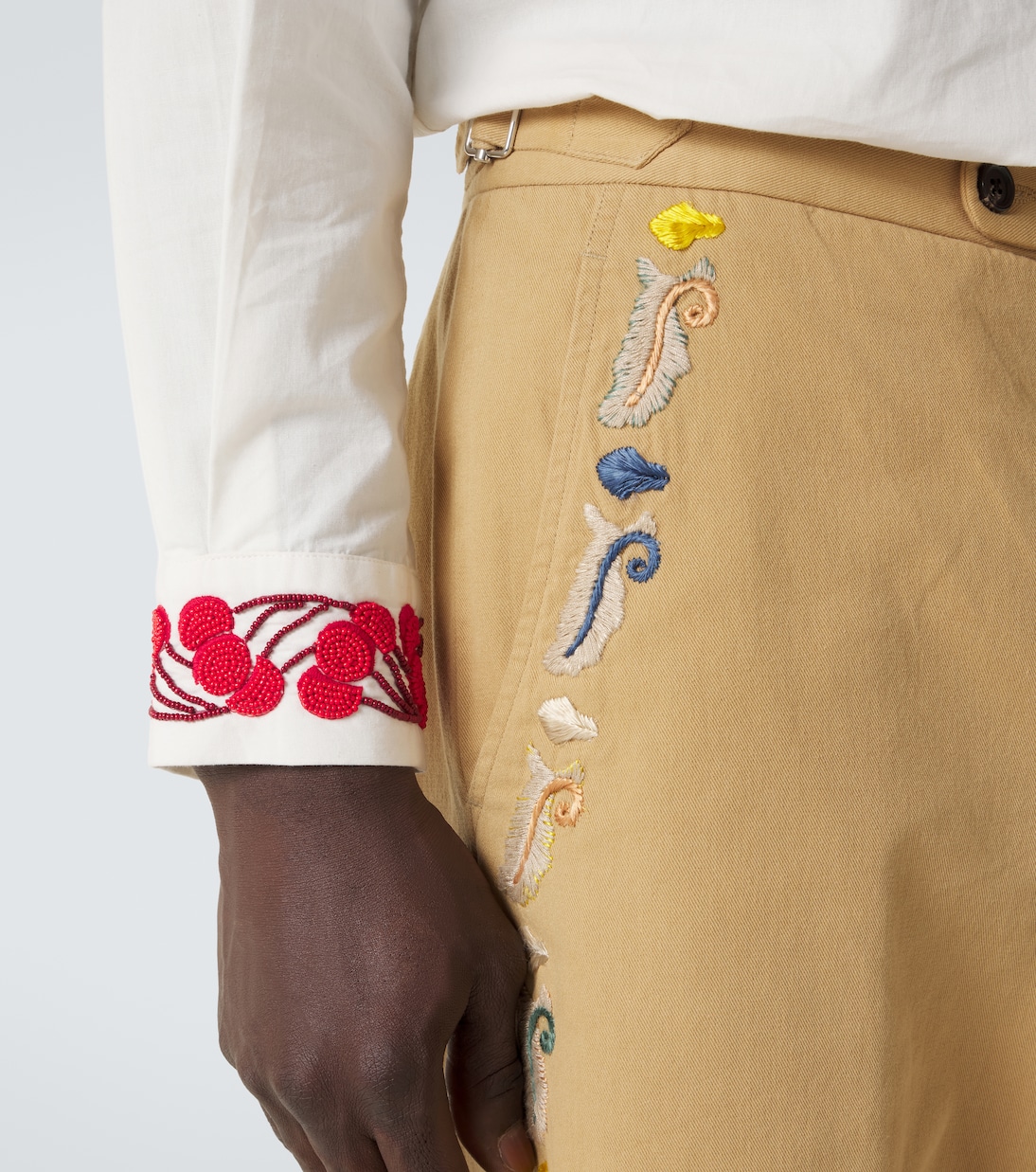 Feather Runner cotton straight pants | Bode