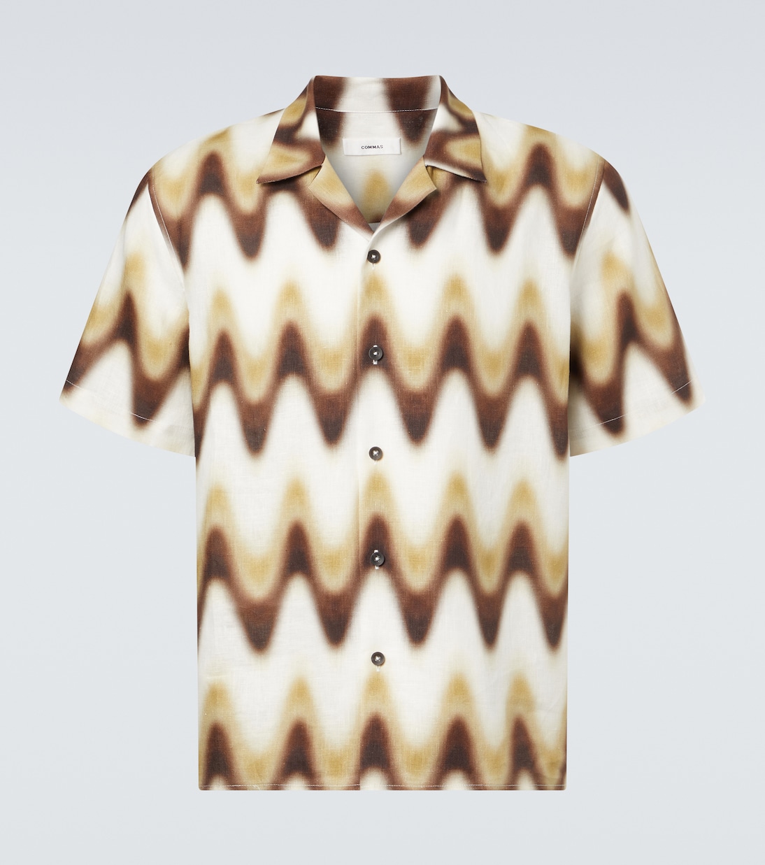 Printed linen bowling shirt | Commas