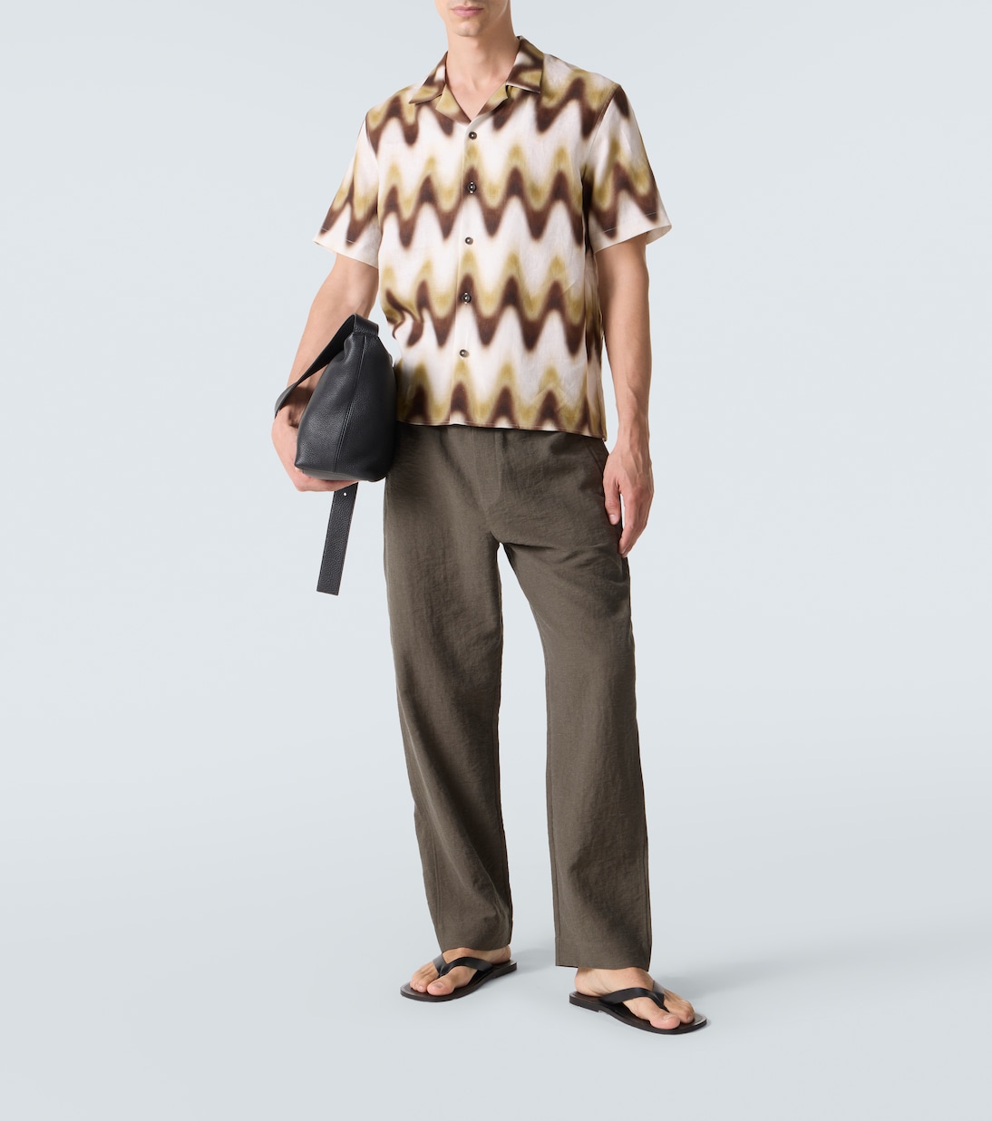 Printed linen bowling shirt | Commas