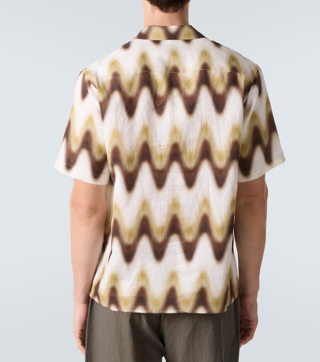 Printed linen bowling shirt | Commas