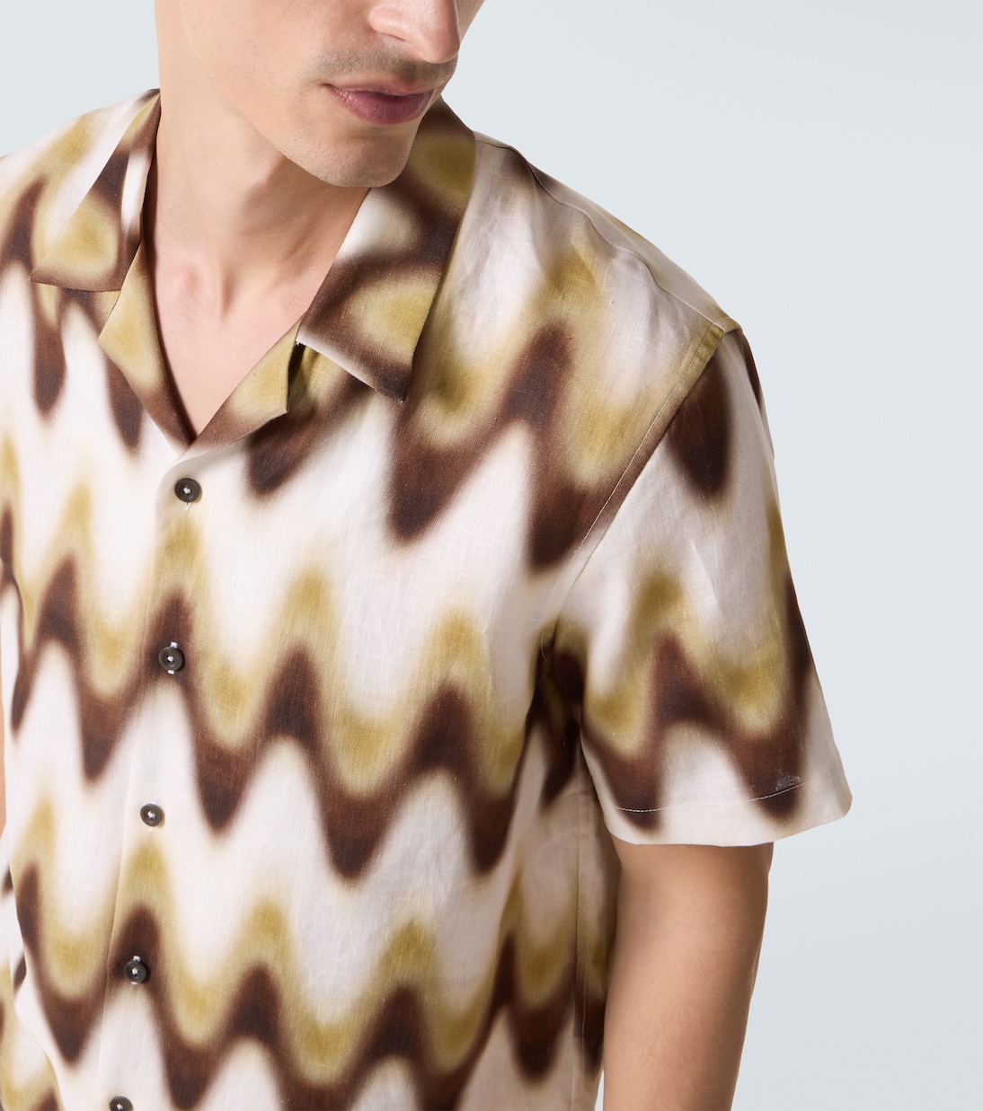 Printed linen bowling shirt | Commas