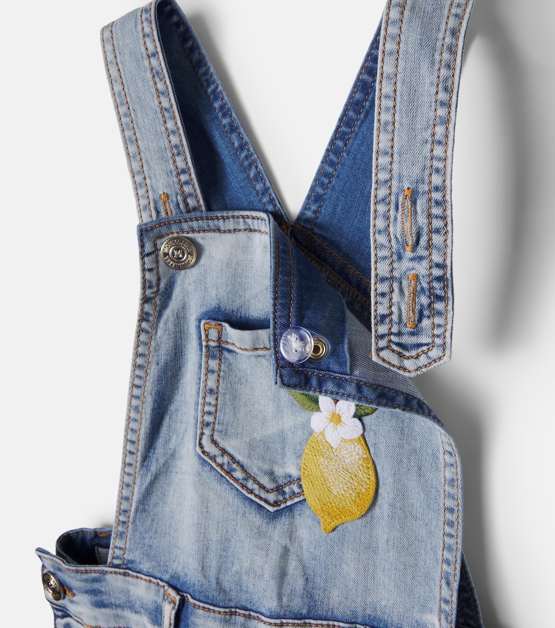 Salopette di jeans con ricamo | Monnalisa