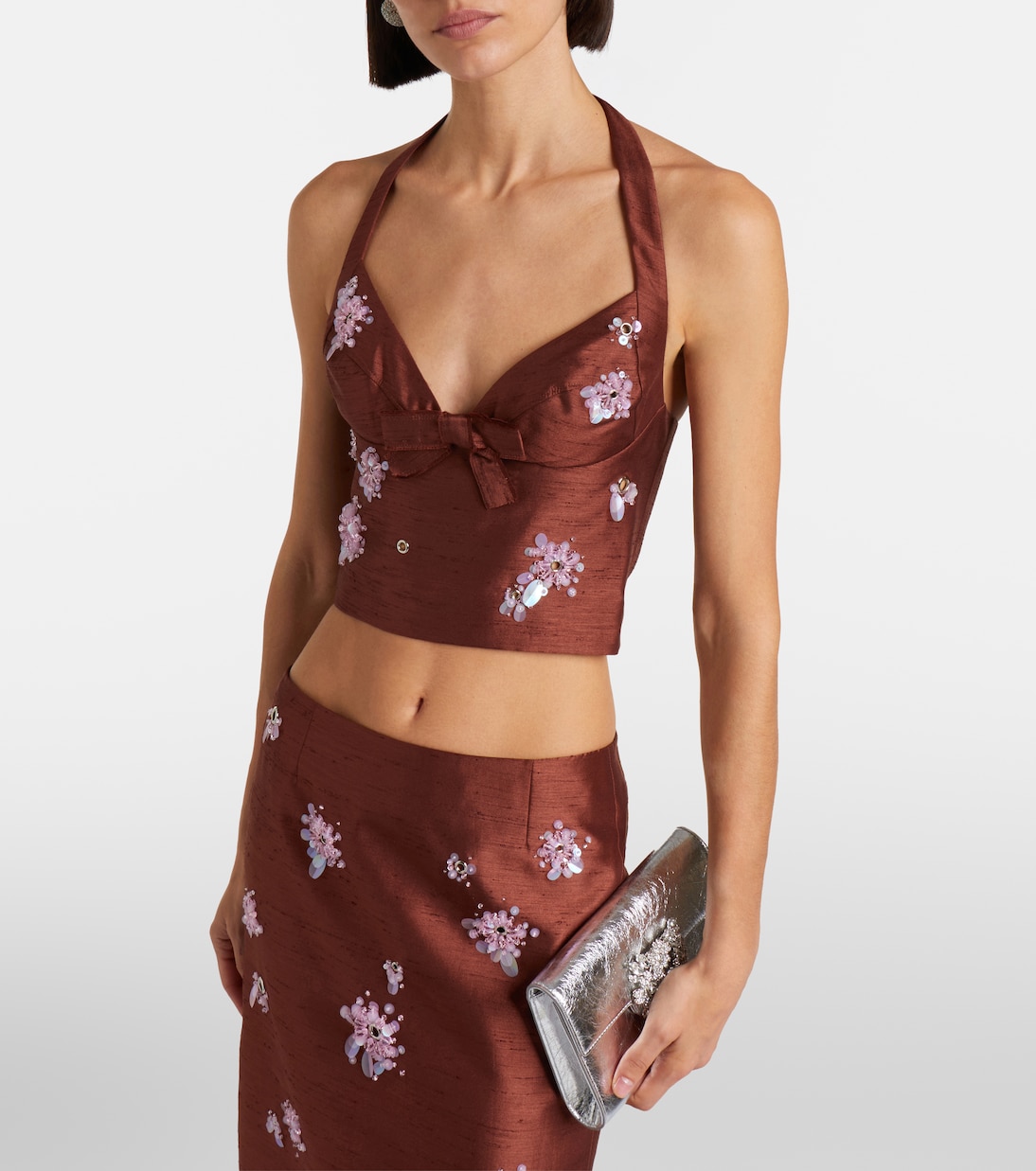 Embellished halterneck crop top | Shushu/Tong