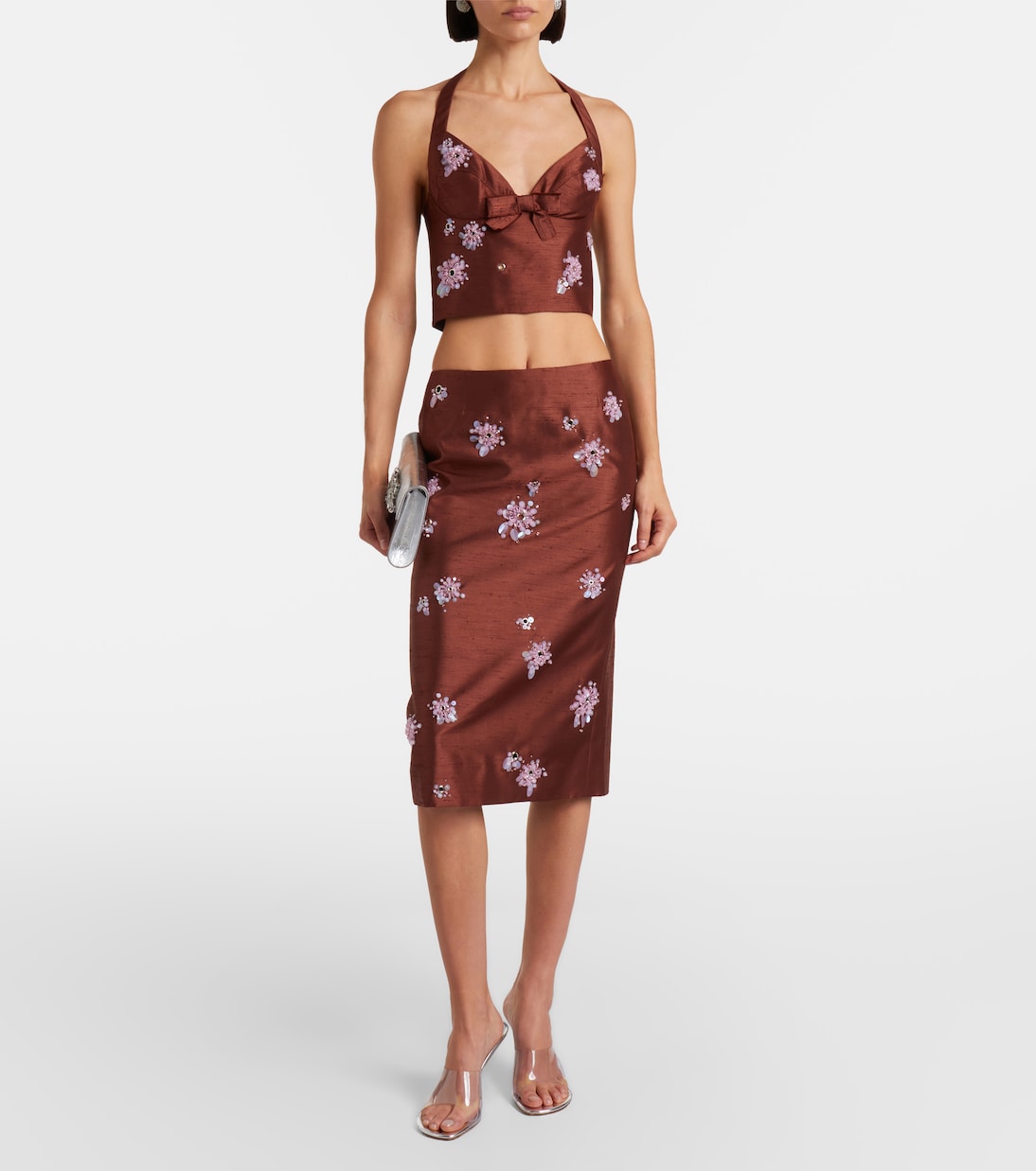 Embellished halterneck crop top | Shushu/Tong