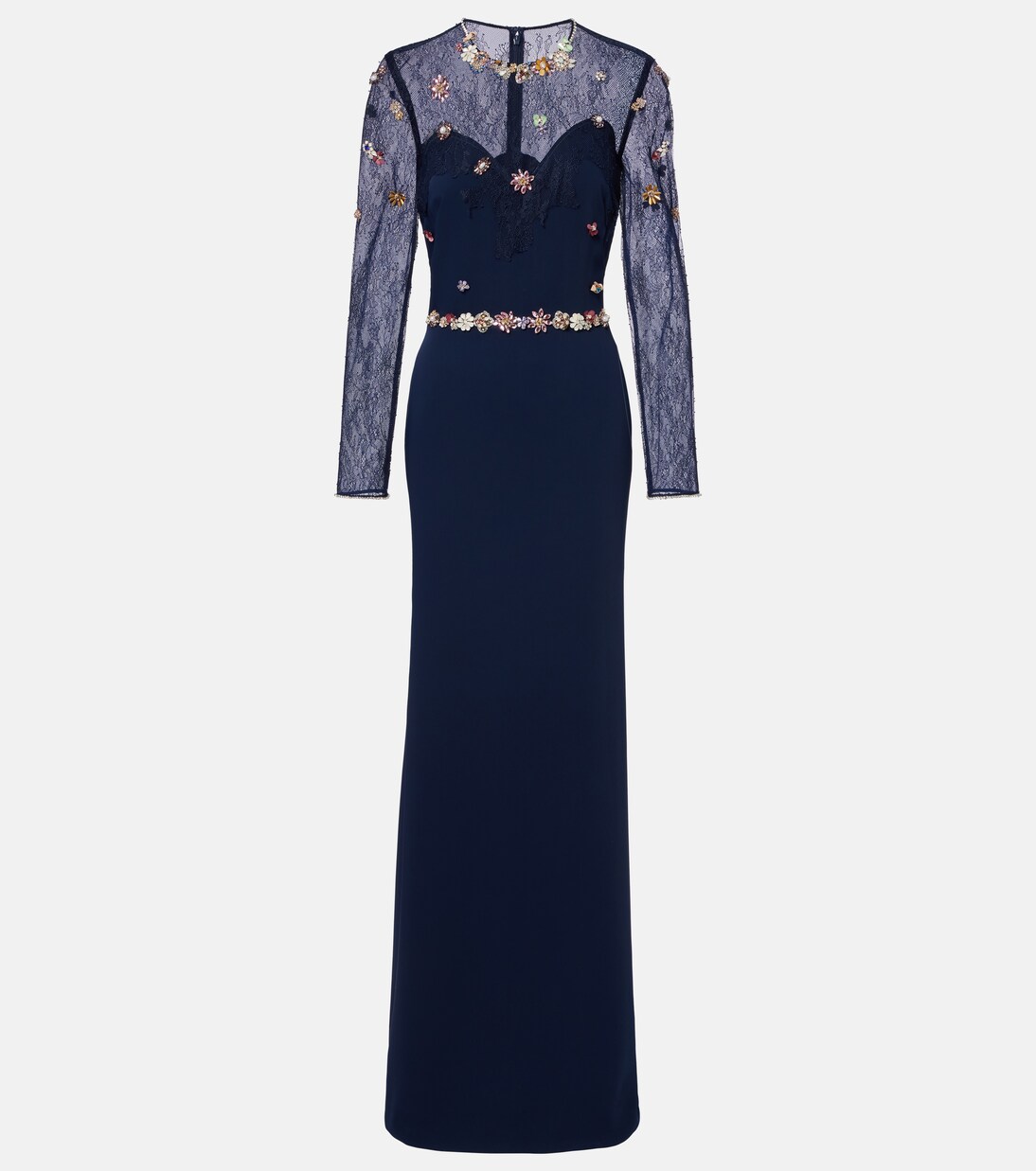 Embellished lace-trimmed gown | Costarellos