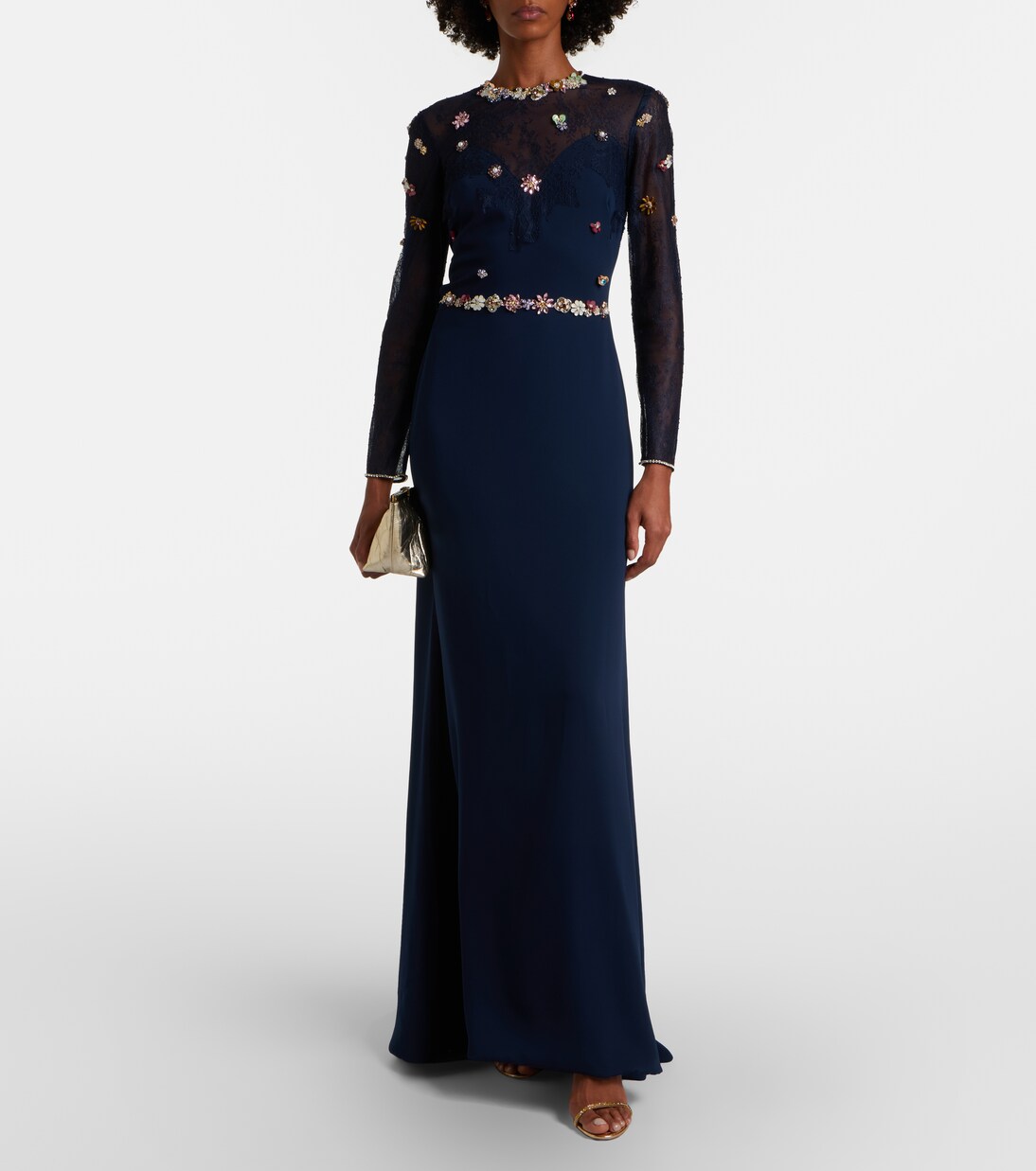 Embellished lace-trimmed gown | Costarellos