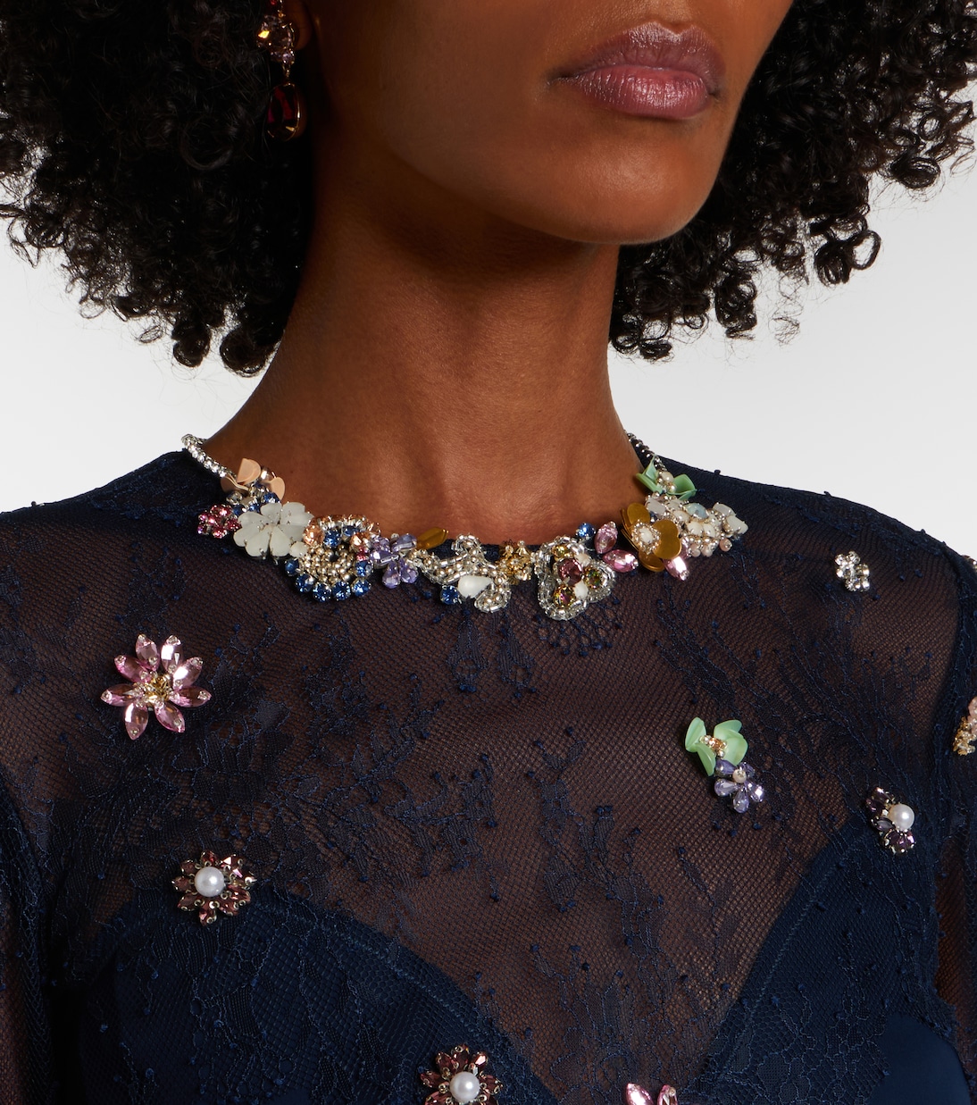 Embellished lace-trimmed gown | Costarellos