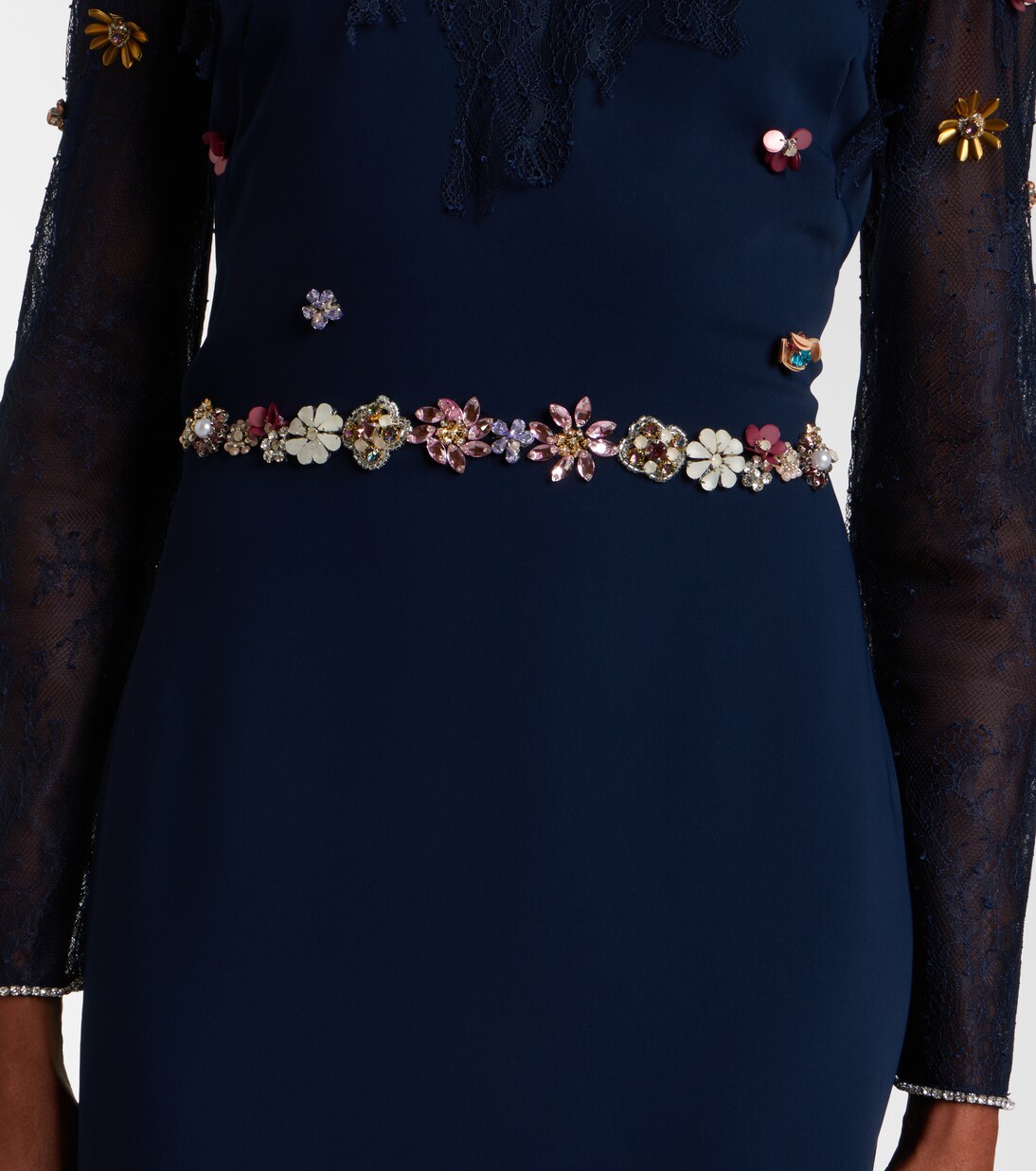 Embellished lace-trimmed gown | Costarellos