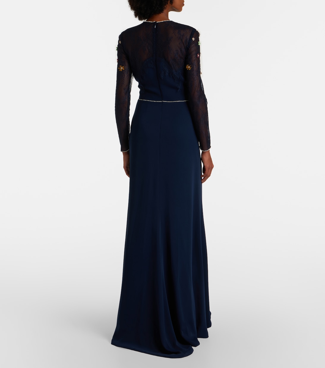 Embellished lace-trimmed gown | Costarellos