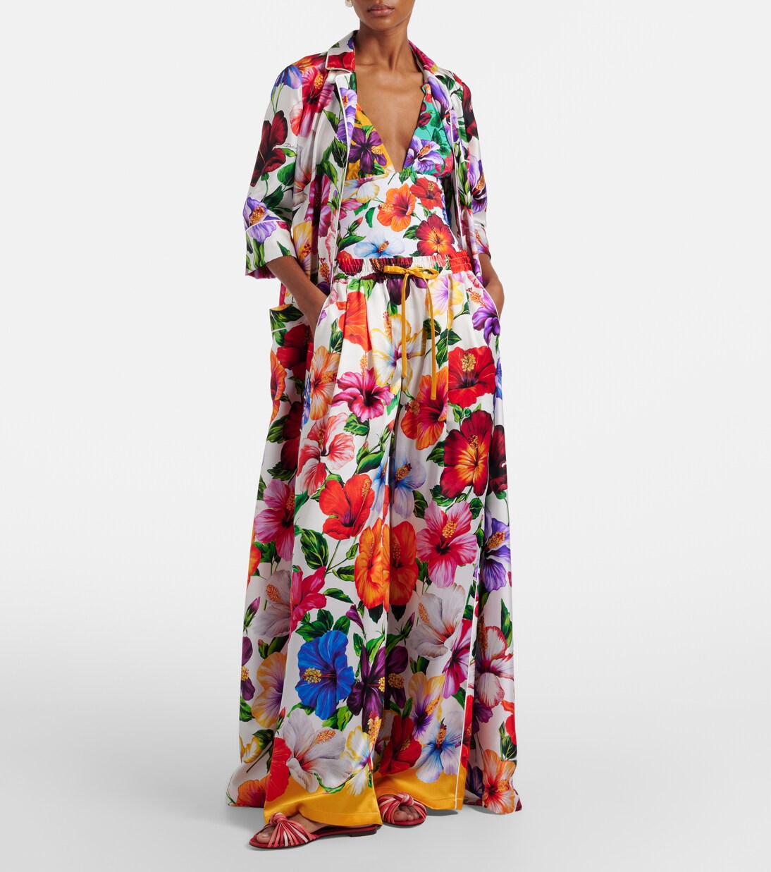 Floral silk-blend satin palazzo pants | Dolce&Gabbana