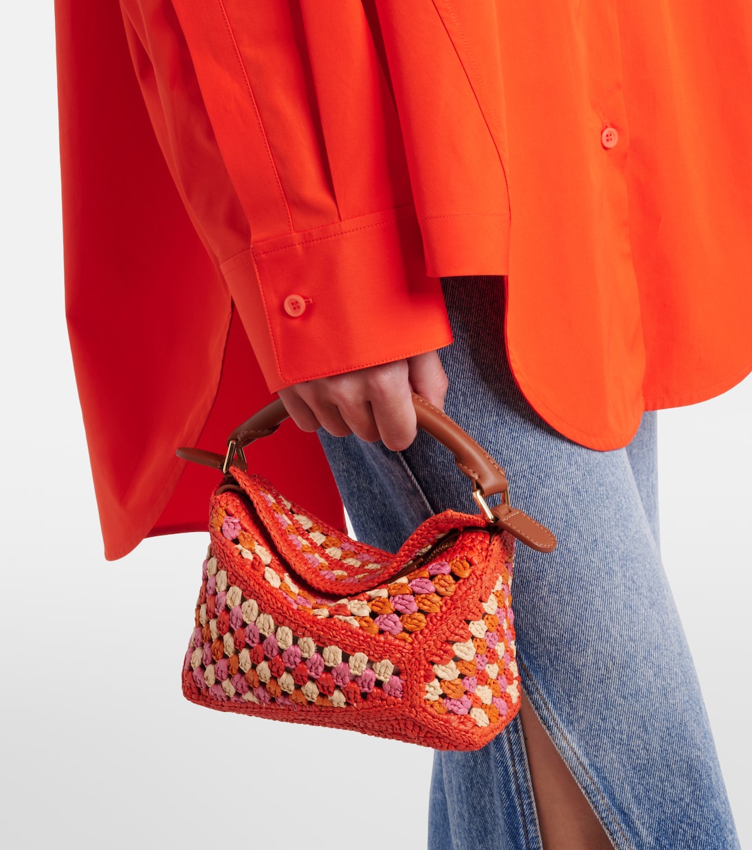 Paula's Ibiza Puzzle Mini raffia top-handle bag | Loewe