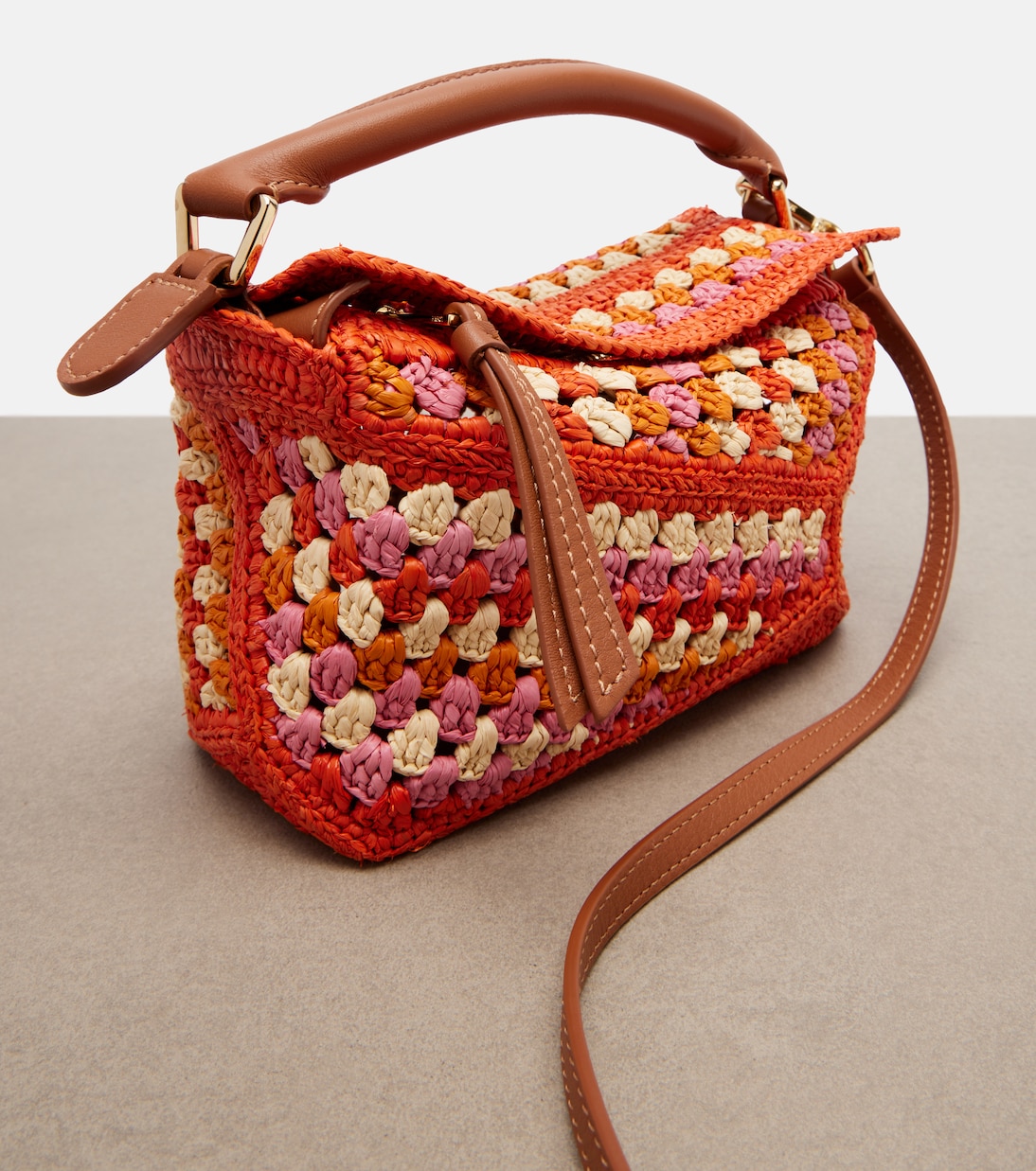 Paula's Ibiza Puzzle Mini raffia top-handle bag | Loewe