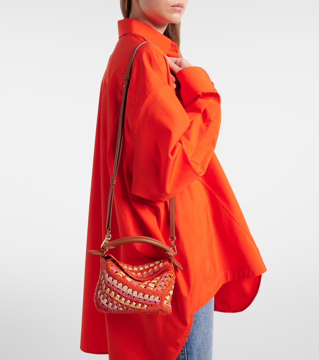 Paula's Ibiza Puzzle Mini raffia top-handle bag | Loewe