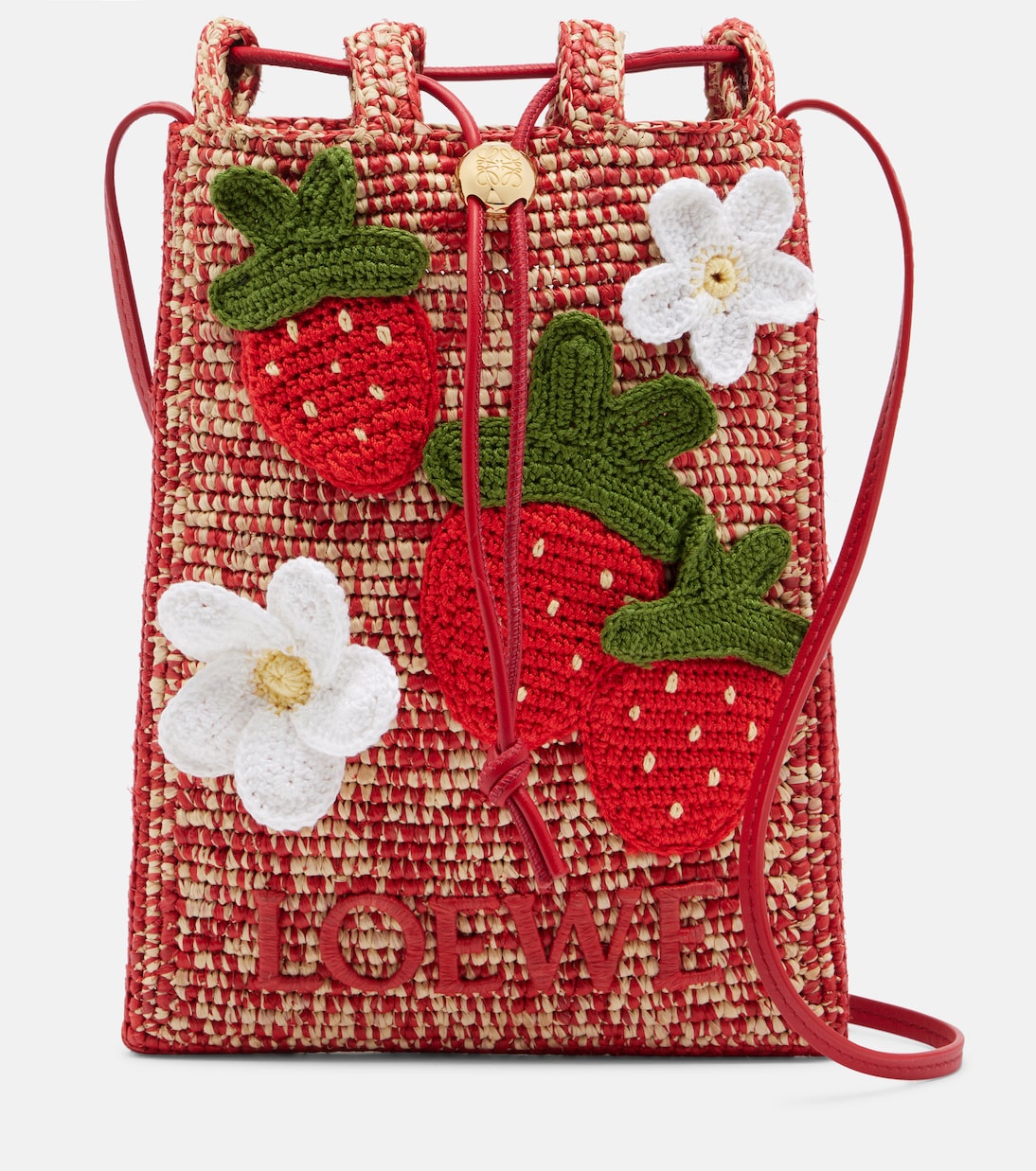 Paula's Ibiza raffia pouch with strap | Loewe