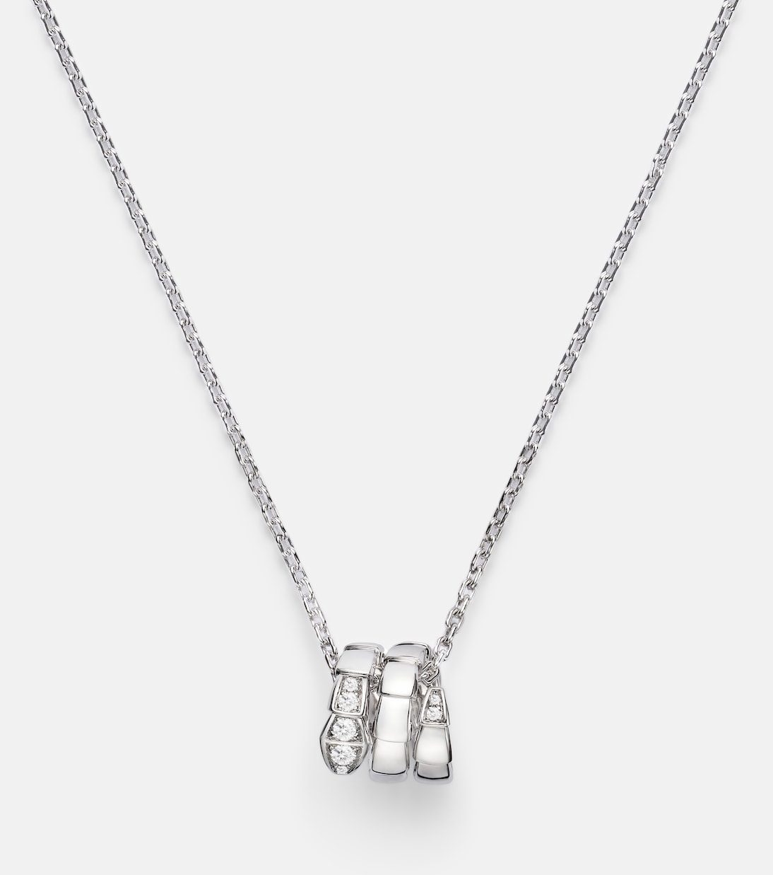 Serpenti Viper 18kt white gold necklace with diamonds | Bvlgari