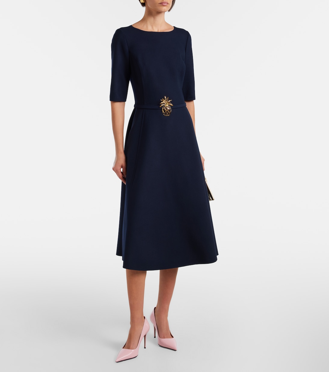 Belted wool-blend midi dress | Oscar de la Renta