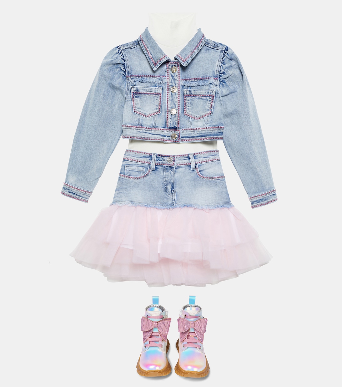 Embellished denim jacket | Monnalisa