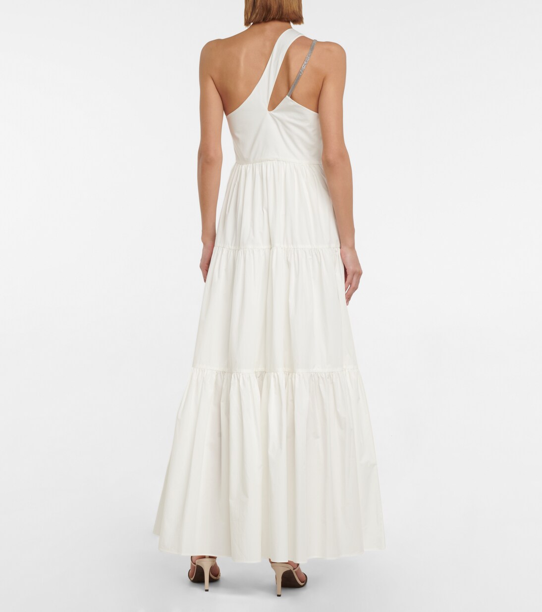 One-Shoulder-Maxikleid aus Baumwolle | Brunello Cucinelli