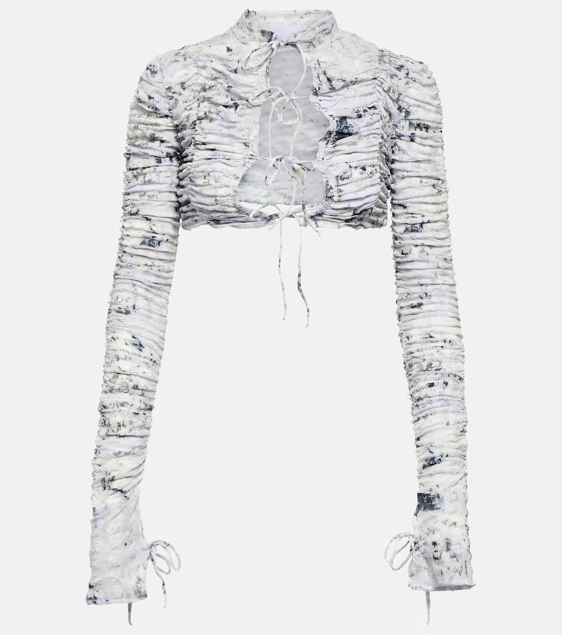 Tie-front printed cropped cardigan | Roberta Einer